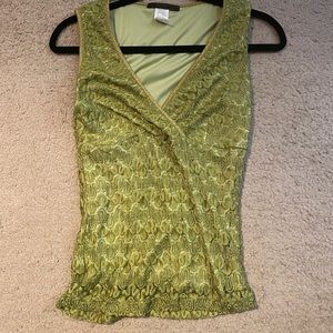 Lime-green v-neck top